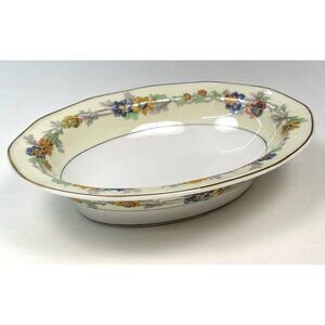 Theodore Haviland Limoges 1925-36 Miami 8.5"x6.5" Oval Ivory Floral SERVING BOWL